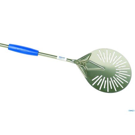 AZZURRA - PALETTINO PIZZA INOX FORATO CM 20 MANICO CM 150   I-20F