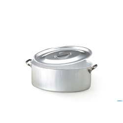CASSERUOLA OVALE 3 MM   ALLUMINIO 2 MANIGLIE INOX CM.36 H 15 LT 10,60 CON COPERCHIO