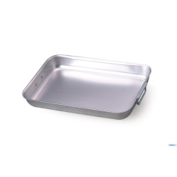 ROSTIERA RETTANGOLARE 3 MM  ANGOLI TONDI MEZZO PESO CON MANIGLIE INOX 45X30 H 8,5