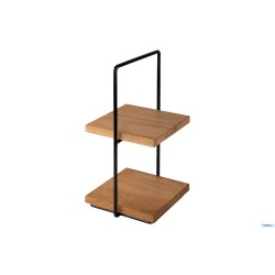 SET COMPOSTO DA STAND BUFFET CM.23X19 H 40,5 METALLO E PVC NERO CON 2 TAVOLE CM 20X20 H 2 LEGNO DI ROVERE OLIATO