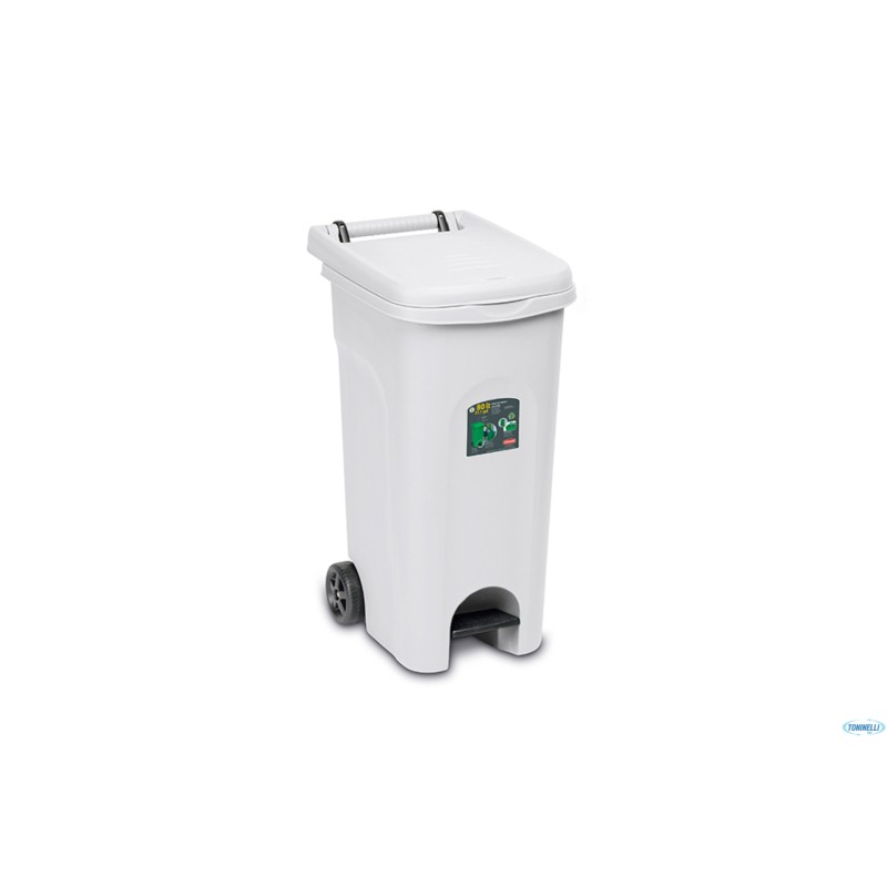 URBAN ECO SYSTEM-BIDONE LT.80 BIANCO CON PEDALE 25604