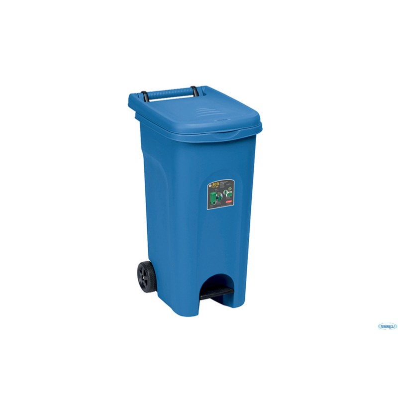 URBAN ECO SYSTEM-BIDONE LT.80 BLU CAPRI CON RUOTE E PEDALE 25602