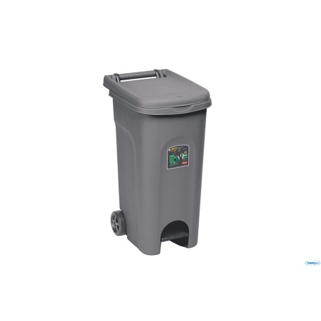 URBAN ECO SYSTEM-BIDONE LT.80 GRIGIO POLVERE CON RUOTE E PEDALE 25603