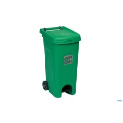 URBAN ECO SYSTEM-BIDONE LT.80 VERDE CON RUOTE E PEDALE 25601