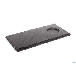 VASSOIO IN ARDESIA NATURALE CM 25X12 SPESSORE 6-9 MM CON 1 FORO DAL DIAMETRO DI 6 CM 00986