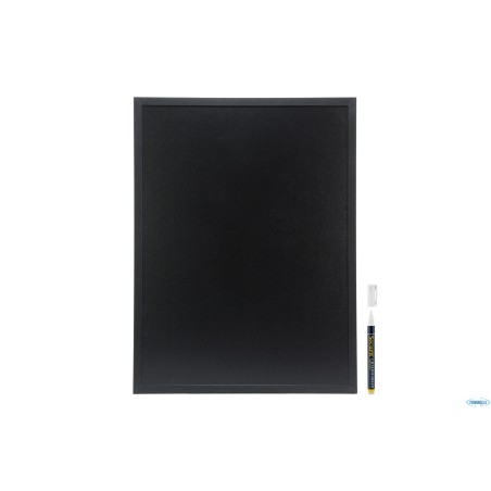 WOODY - LAVAGNA DA PARETE NERA CON CORNICE NERA CM 60X80 CON 1 PENNARELLO BIANCO A GESSO LIQUIDO INCLUSO     WBW-BL-60-80