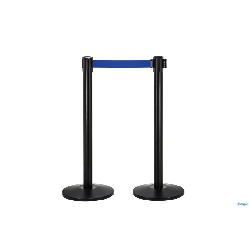 ALFA-COLONNA METALLO NERO CM.36XH.95 CON NASTRO BLU RETRAIBILE 2MT.  103340