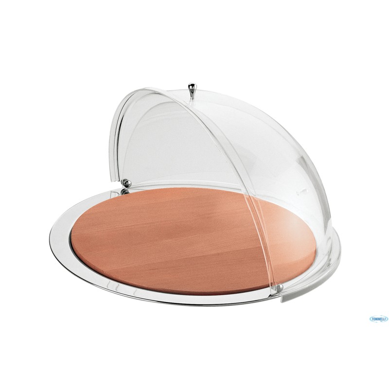 BUFFET-PIATTO PORTAFORMAGGI INOX CON TAGLIERE E CUPOLA CM.47,5XH.34  50951448