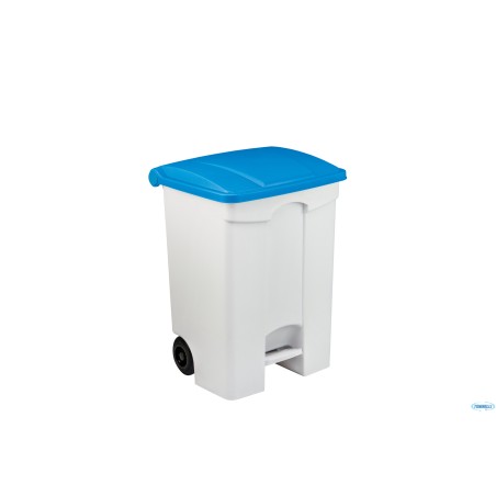 CONTITOP MOBILE-CONTENITORE RIFIUTI MOBILE A PEDALE BIANCO COPERCHIO BLU 70L CM 50X40 H 66   115575