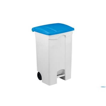 CONTITOP MOBILE-CONTENITORE RIFIUTI MOBILE A PEDALE BIANCO COPERCHIO BLU 90L CM 50X40 H 82   115595