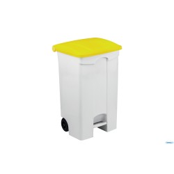 CONTITOP MOBILE-CONTENITORE RIFIUTI MOBILE A PEDALE BIANCO COPERCHIO GIALLO 90L  CM 50X40 H 82 115596