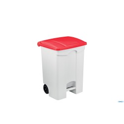 CONTITOP MOBILE-CONTENITORE RIFIUTI MOBILE A PEDALE BIANCO COPERCHIO ROSSO 70L CM 50X40 H 66  115577