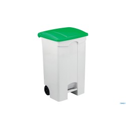 CONTITOP MOBILE-CONTENITORE RIFIUTI MOBILE A PEDALE BIANCO COPERCHIO VERDE 90L CM 50X40 H 82 115598