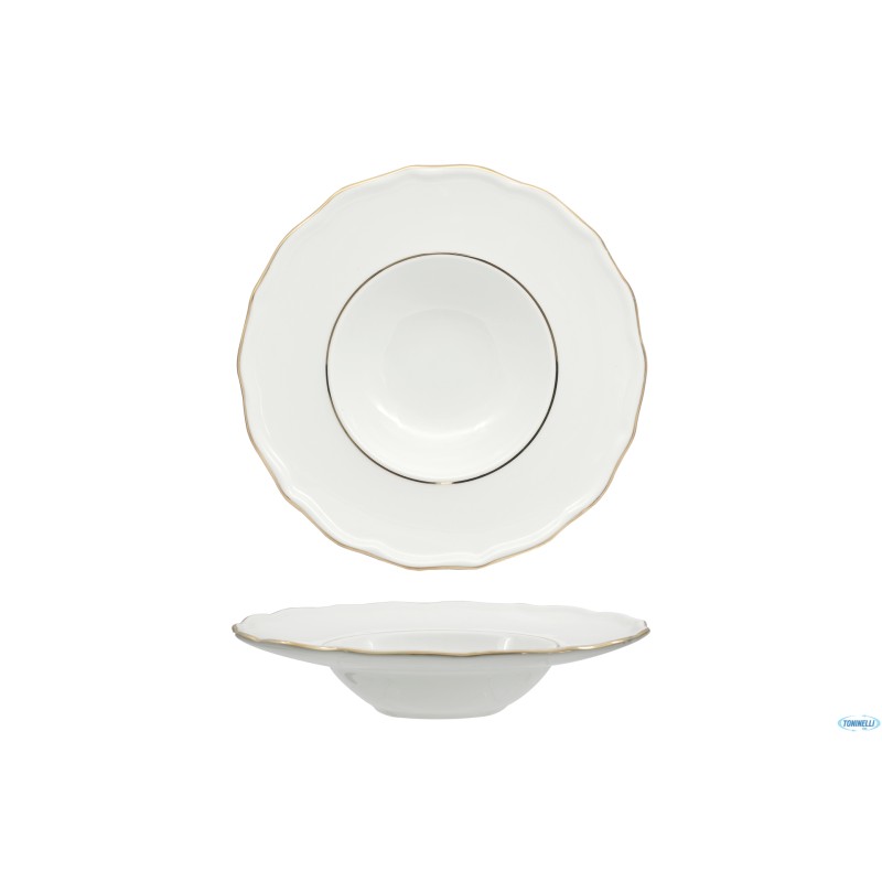 DIANA GOLD - PIATTO PASTA BOWL CM 28 CON DOPPIO FILO ORO AL BORDO 3MM E AL MARLY 1MM