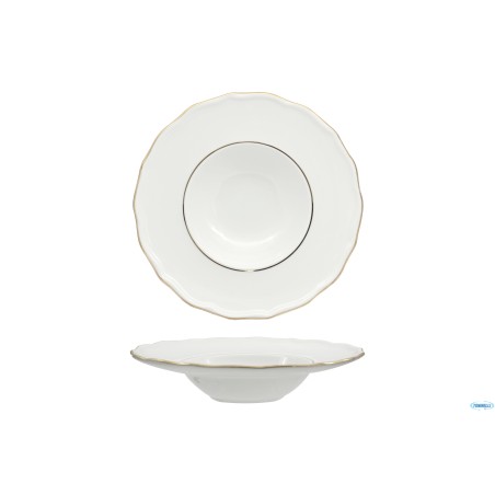 DIANA GOLD - PIATTO PASTA BOWL CM 28 CON DOPPIO FILO ORO AL BORDO 3MM E AL MARLY 1MM
