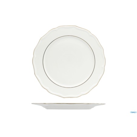DIANA GOLD - PIATTO PIANO CM 32,5 CON DOPPIO FILO ORO AL BORDO 3MM E AL MARLY 1MM