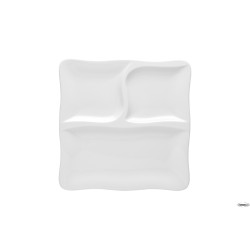 GOURMET-PIATTO PORCELLANA BIANCO QUADRO 3 SCOMPARTI CM.28   3638