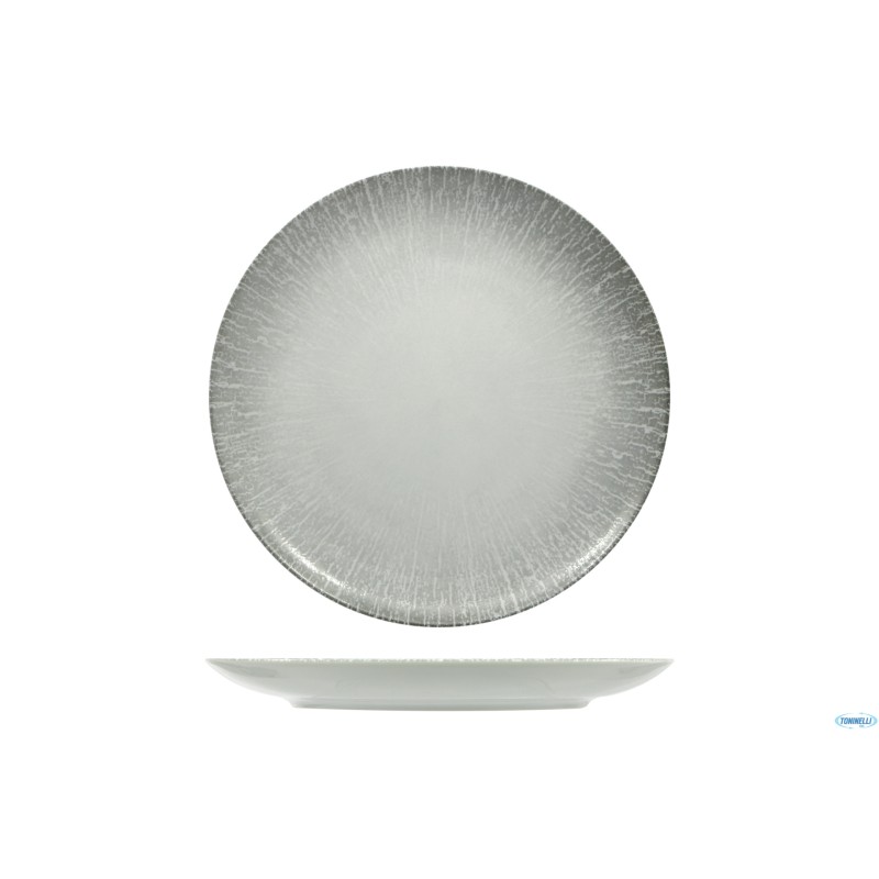RADIUS-PIATTO PIANO COUPE FORMA BOSS CM.31 IN PORCELLANA  DECORATA
