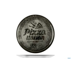 RECIPES NAPOLI-PIATTO PIZZA CM 31 CON DECORO POSATE-TRANCIO COLORE NERO