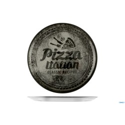 RECIPES NAPOLI-PIATTO PIZZA CM 33 CON DECORO POSATE-TRANCIO COLORE NERO