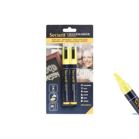 SET 2 PENNARELLI A GESSO LIQUIDO SINGOLO, PUNTA MEDIA 2-6 MM, COLORE GIALLO IN BLISTER     BL-SMA510-YE