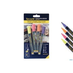 SET 4 PENNARELLI A GESSO LIQUIDO, PUNTA FINE 1-2 MM, COLORI TROPICALI (ARANCIONE, ROSA, VIOLA, GIALLO) BL-SMA100-V4-TRO