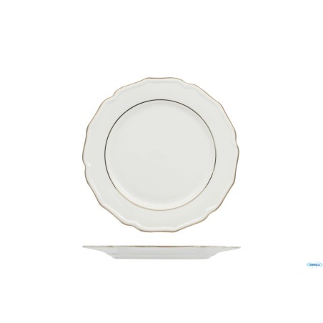 DIANA GOLD - PIATTO FRUTTA CM 22 CON DOPPIO FILO ORO AL BORDO 3MM E AL MARLY 1MM