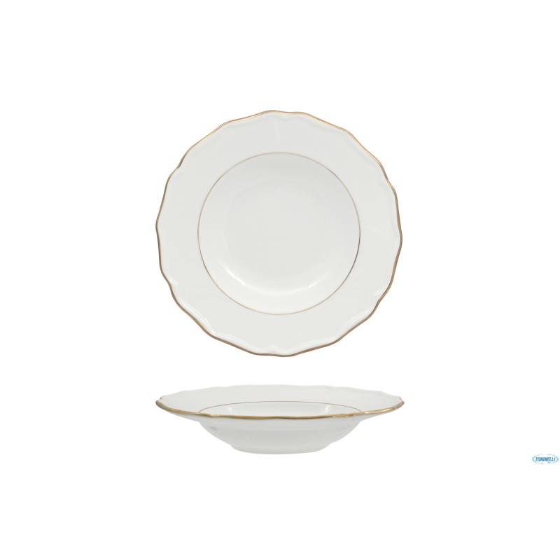 DIANA GOLD - PIATTO FONDO CM 23 CON DOPPIO FILO ORO AL BORDO 3MM E AL MARLY 1MM
