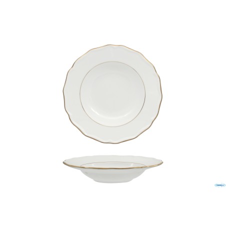DIANA GOLD - PIATTO FONDO CM 23 CON DOPPIO FILO ORO AL BORDO 3MM E AL MARLY 1MM