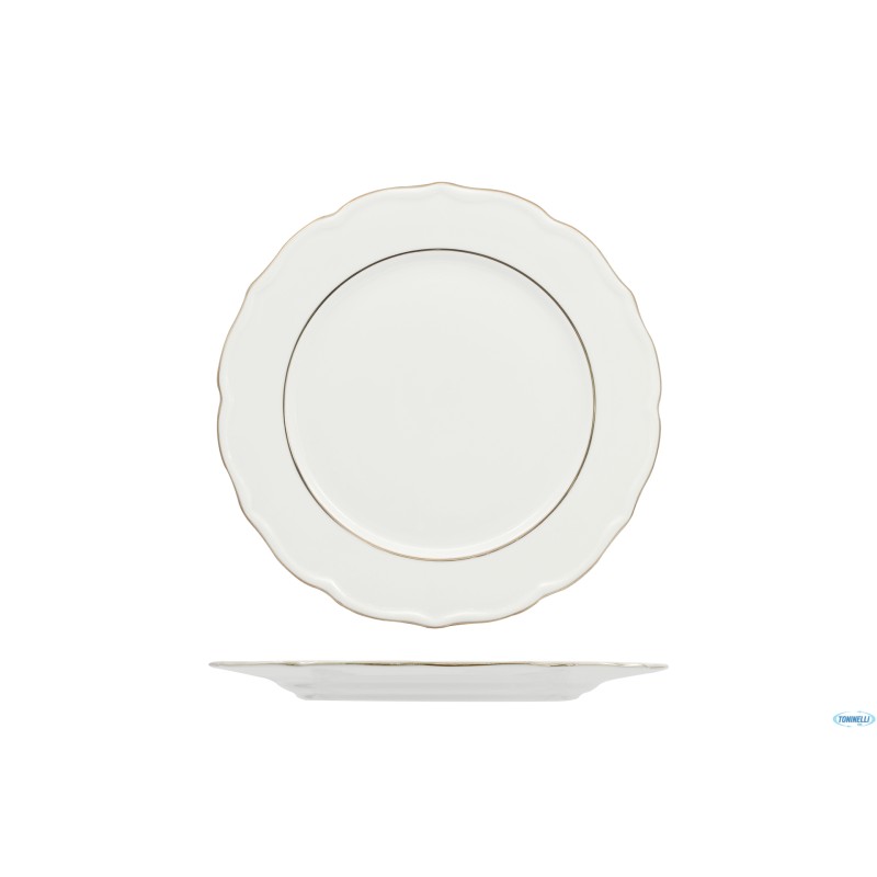 DIANA GOLD - PIATTO PIANO CM 27,5 CON DOPPIO FILO ORO AL BORDO 3MM E AL MARLY 1MM