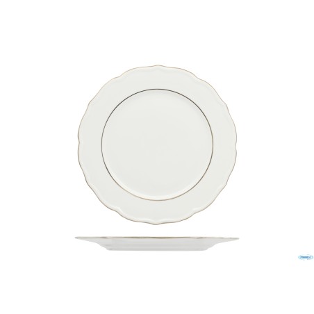 DIANA GOLD - PIATTO PIANO CM 27,5 CON DOPPIO FILO ORO AL BORDO 3MM E AL MARLY 1MM