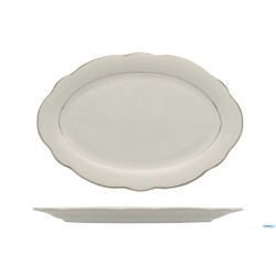 GRACE FILO ORO-PIATTO OVALE IN PORCELLANA ALLUMINICA CM 36x24,5
