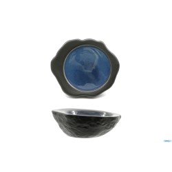 MADEIRA-COPPA CONCAVA EFFETTO PIETRA CM.19,5X17,5 NERO-BLU IN PORCELLANA