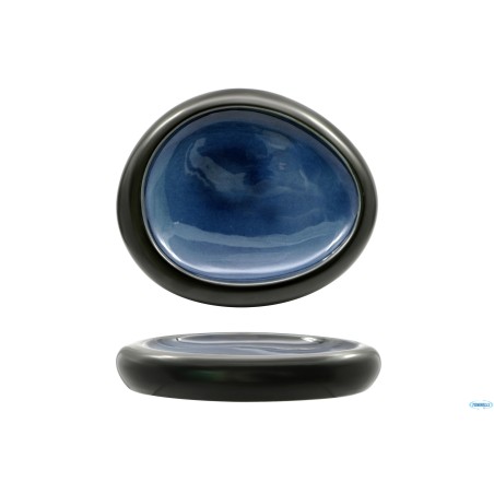 MADEIRA-MADEIRA-PIATTO ALTO OVALE CM.30,6X25,7 NERO-BLU IN PORCELLANA