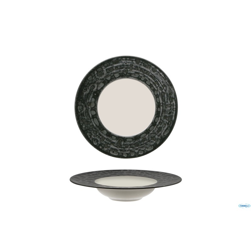 MATHERIA BLACK-PASTA BOWL IN PORCELLANA CM.27 INTERNO BIANCO
