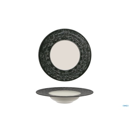 MATHERIA BLACK-PASTA BOWL IN PORCELLANA CM.27 INTERNO BIANCO