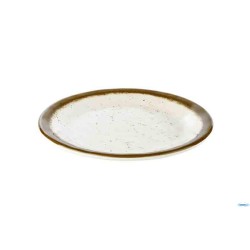 STONE ART-PIATTO PIANO MELAMINA EFFETTO PUNTINATO CON BORDO MARRONE CM 19 H.2 84510