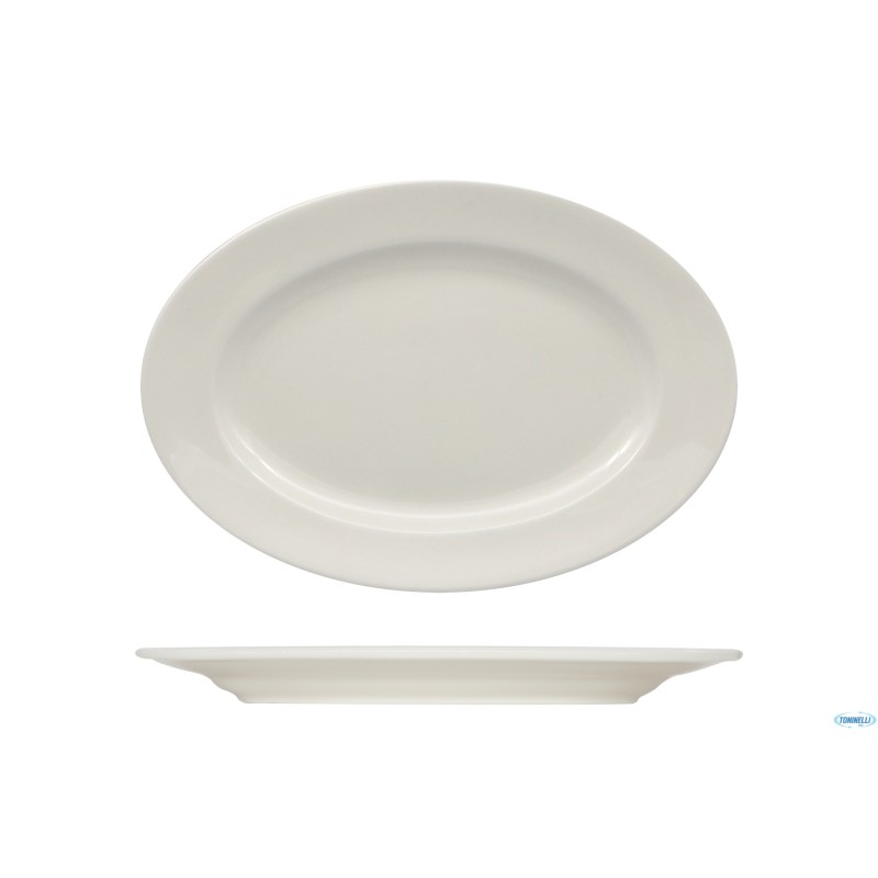 PRIME- PIATTO OVALE CON FALDA CM 36X25,2 -ALLUMINA PRIME- PIATTO OVALE CON FALDA CM 36X25,2 -ALLUMINA