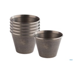 DIP BOWLS-SET 6 COPPETTE CM6XH.4,5 ACCIAIO EFFETTO ANTICATO