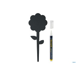 LAVAGNA CON PUNTA-SET 5 ETICHETTE A FORMA DI FIORE CON PENNARELLO 18X7X0,1 NERO TAG-FLOWER5
