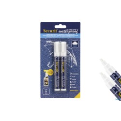 SET 2 PENNARELLI A GESSO LIQUIDO RESISTENTI ALL'ACQUA, PUNTA MEDIA 2-6 MM A SCALPELLO, COLORE BIANCO BL-SMA610-WT