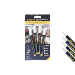 SET 4 PENNARELLI A GESSO LIQUIDO, PUNTA FINE 1-2 MM, COLORE BIANCO IN BLISTER   BL-SMA100-V4-WHI