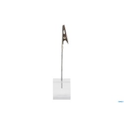 SUPPORTO BASE PORTA TAG A CUBO IN ACRILICO TRASPARENTE CON CLIP IN METALLO, 6 PZ. TAG NON INCLUSA   TAG-HLD-AC