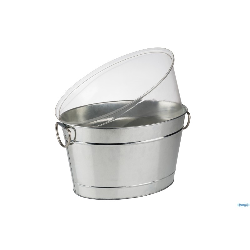 TIN-SPUMANTIERA CM 40 X 28 H.22 CM METALLO ZINCATO, PVC CON INSERTO IN PLASTICA TIN-SPUMANTIERA CM 40 X 28 H.22 CM METALLO ZINCATO, PVC CON INSERTO IN PLASTICA
