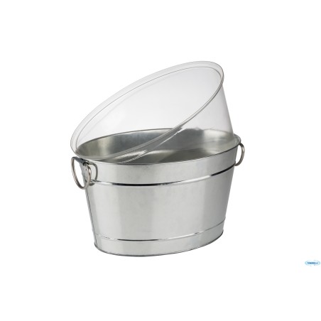 TIN-SPUMANTIERA CM 40 X 28 H.22 CM METALLO ZINCATO, PVC CON INSERTO IN PLASTICA