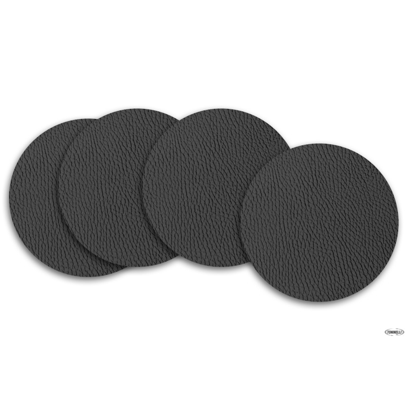 CONFEZIONE 4 SOTTOBICCHIERI IN ECOCUOIO RIGENERATO TONDO CM.11 NERO CONFEZIONE 4 SOTTOBICCHIERI IN ECOCUOIO RIGENERATO TONDO CM.11 NERO