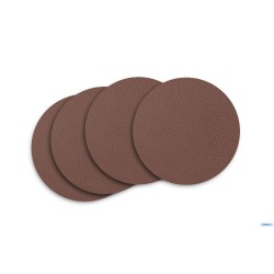 CONFEZIONE 4 SOTTOBICCHIERI IN ECOCUOIO RIGENERATO TONDO CM.11 TABACCO