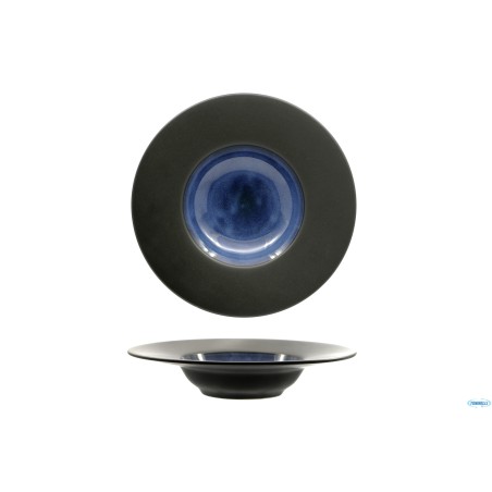 MADEIRA-PASTA BOWL CM.24 NERO-BLU IN PORCELLANA  H5592-N147