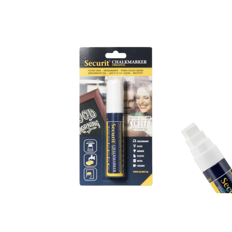 PENNARELLO A GESSO LIQUIDO SINGOLO, PUNTA GRANDE 7-15 MM, COLORE BIANCO IN BLISTER   BL-SMA720-WT