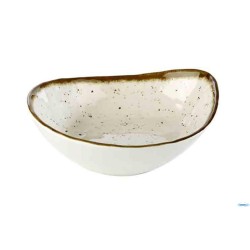STONE ART-INSALATIERA MELAMINA EFFETTO PUNTINATO CON BORDO MARRONECM 23X19H.6,5 84526
